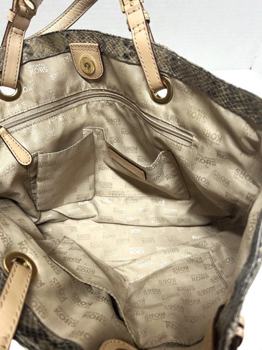 Michael Kors glazed embossed python tote - Picture 9 of 13
